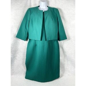 Danillo 2PC Dress Suit Women's 16 Green Blazer Open Long Sleeve Quilted New